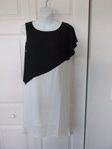 VANILLA CHOCOLATE Hi-Lo Hem Black White One Sleeve Dress Medium EUC - $24.95