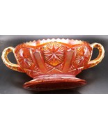 Antique Carnival Glass Imperial Star &amp; File Glass Bowl Pedestal Two Handles - $35.09 CAD