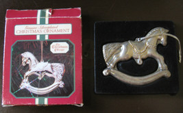 Rocking Horse Silver Plated Christmas Ornament made by The Christmas Shoppe - £5.39 GBP