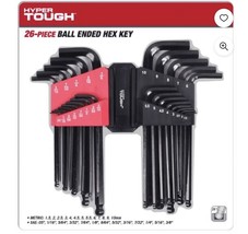 26pc Ball End Hex Key Set:Hyper Tough,Heavy-Duty, SAE/METRIC, Black Oxid... - $4.39