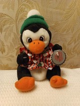 Vtg 1999 Coca~Cola Penguin Bean Bag Plush Striped Vest Knit Cap Bow Tie #0205 - £3.99 GBP