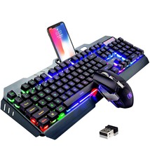 Wireless Gaming Keyboard and Mouse Combo, Rainbow LED Backlit Rechargeable PC Ga - £72.75 GBP