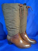 Vtg Moulded Construction Waterproof Fleece Lined Rubber Boots Brown&amp;Gree... - $42.06