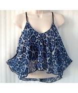 Enlin ~ Summer Blue Black White Double Layer Tank Leopard Blouse Top~ 4/... - $199.76 MXN