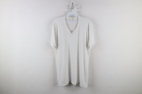 Primary image for Vintage 70s Streetwear Mens Size 42 Blank Thin Sheer V-Neck T-Shirt White USA