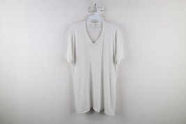 Vintage 70s Streetwear Mens Size 42 Blank Thin Sheer V-Neck T-Shirt Whit... - £38.94 GBP