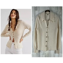 Free People Paloma Cashmere Cardigan Sweater Medium Beige Neutral Lightw... - $79.17