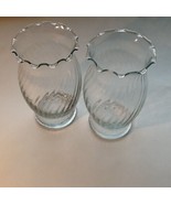 Vintage glass vases. Set of 2 Swirl pattern flared ruffled tops. 6.5 Inc... - $16.99