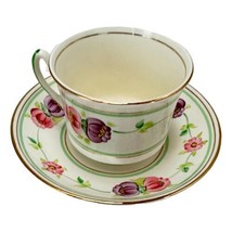 Vintage Adderley Bone China Tea Cup &amp; Saucer Floral Pink Hand Crafted Signed 40s - £34.76 GBP