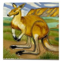 Kangaroo Australia Decorative Ceramic Art Tile w/ Hang &amp; Stand Options - $11.90