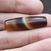 Ancienne perle d&#39;agate baguée naturelle motif rare en agate yéménite anc... - $30.77