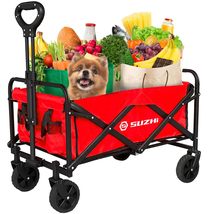 SuZhi Small Wagons Carts with Wheels Foldable Little Red Wagon Collapsible Foldi - £89.04 GBP