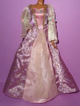 Barbie Princess Rapunzel Fashion Dress Purple Pink Rosebuds Glitter Gown... - £7.85 GBP