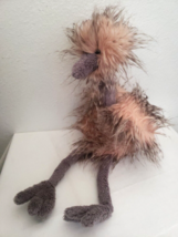 Jellycat Mad Pet Odette Ostrich Plush 18" Soft Toy Gray Pink Bird Furry Shaggy - £16.26 GBP
