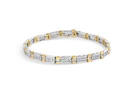 Exquisite 14k Two-tone 7’’ Bracelet with Baguette-cut Diamond Bar - $4,117.00