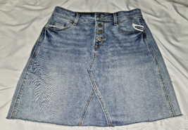 OLD NAVY Denim Skirt Women&#39;s Frayed Hem button fly Jean Size 2 New with tags - £12.19 GBP
