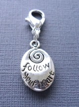Follow Your Heart Clip On Charm Pendant Fit Link Chain C136 - £2.75 GBP