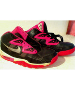 Used NIKE Girls Youth Size 7 Sneakers Black &amp; Hot Pink Very Good Condition - £4.75 GBP