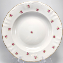 Winterling Rose Dot Rimmed Soup Bowl 9.5in White Red Pink Floral Gold Trim - £22.02 GBP