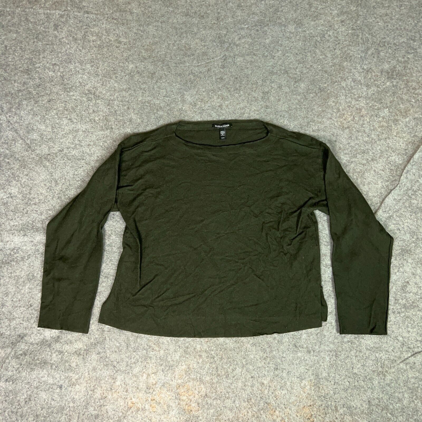 Eileen Fisher Womens Sweater Extra Small Green Wool Boxy Cozy Classic Of... - $29.98