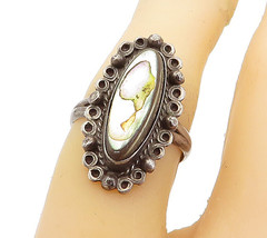 MEXICO 925 Sterling Silver - Vintage Abalone Shell Cocktail Ring Sz 6 - RG4303 - £28.43 GBP