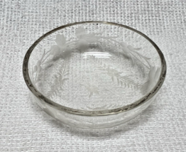 Antique Floral Etched Crystal Salt Dip Garlands Gold Trim 2 1/4" W 3/4" T - $12.38