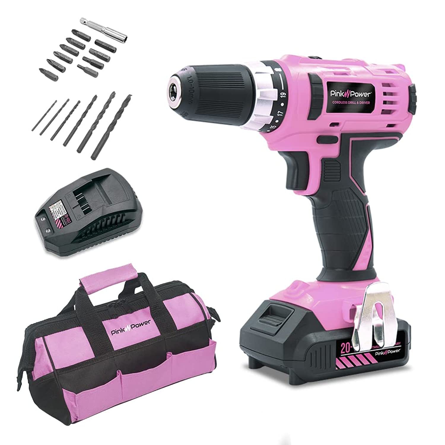 Pink Drill Set For Women 20V Cordless Drill and 50 similar items