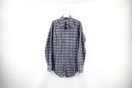 Vintage 70s Streetwear Mens Size Medium Geometric Knit Collared Button Shirt - £51.76 GBP