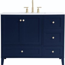 Bathroom Vanity Sink Traditional Antique Single Gold Blue Porcelain Metal - £1,611.13 GBP