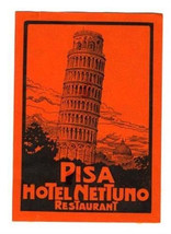 Hotel Nettuno Luggage Baggage Label Pisa Italy  - £7.83 GBP