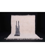 White Moroccan Berber Rug in boho design carpets with nice quality weaving  - £416.67 GBP