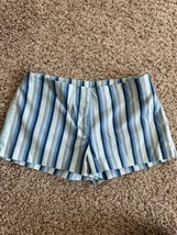 Express blue striped women&#39;s super short Stretch Flat Front Size 1/2 - £7.60 GBP