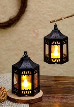 2 Pcs Flameless and Smokeless Acrylic Antique LED Lantern  Candle Light ... - $23.75
