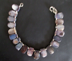 Natural 16.5&quot; Agate &amp; Sterling Bead Choker Necklace  Sterling Clasp - £39.14 GBP