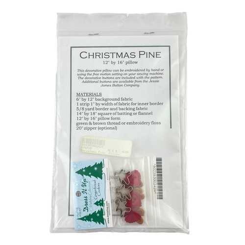 The Quilt Company PATTERN Christmas Pine Pillow w Decorative Buttons 12" x 16" Item image 4