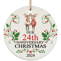 Cute Deer Couple Ornament Our 24th Anniversary Christmas 24 Years In Lov... - $15.79