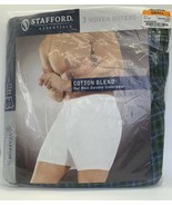 PACKAGE OF 3 STAFFORD ESSENTIALS  WOVEN BOXERS PLAID COTTON BLEND SIZE S... - $21.78