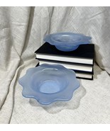 Scalloped Glass Blue Bowls - Pair - Frosted Preppy Sky Baby Blue - $26.18
