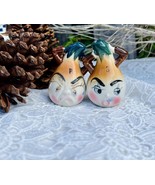 Rare Retro 1950s Salt and Pepper Shakers - Anthropomorphic, Ceramic Onion Face - $18.25