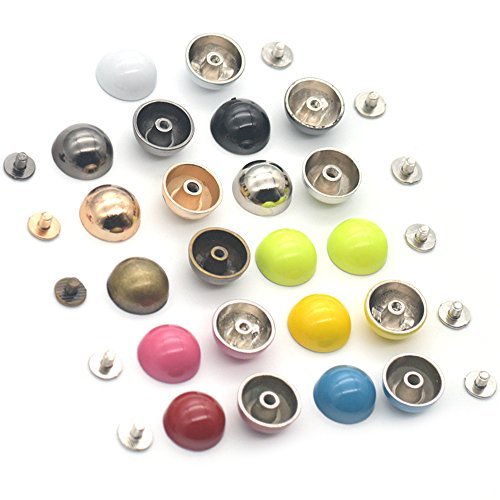 Bluemoona 12 sets - Alloy Round Mushroom 15mm 5/8" Rivets Studs Buttons Screw Ba