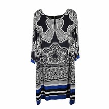 INC International Concepts Women&#39;s Black/White/Blue Shift Lined Dress Pl... - $18.21