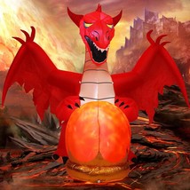 6.8 Ft Halloween Inflatables Dragon Outdoor Decorations Blow Up Yard Red Dragon  - £51.39 GBP