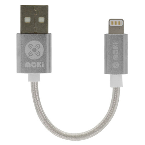 Moki Braided Lightning Cable 10cm - Silver - $30.06