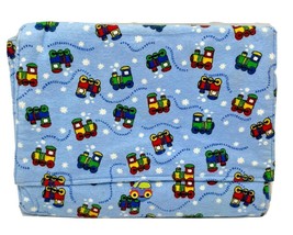 Handmade Portable Changing Pad with Inside Pockets Trains Blue - £8.35 GBP