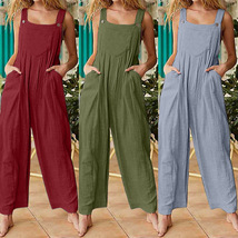 Loose-Fit Jumpsuit with Pockets, Women Casual Rompers, Summer Pants - £23.50 GBP