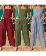 Loose-Fit Jumpsuit with Pockets, Women Casual Rompers, Summer Pants - £23.44 GBP