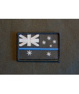 Thin Blue Line Australia Flag Embroider Uniform Patch Police SWAT Hook B... - $7.25