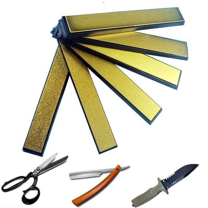 6pcs Knife Sharpener Titanium Diamond Whetstone Kitchen Scissors Polishing Stone - $29.81