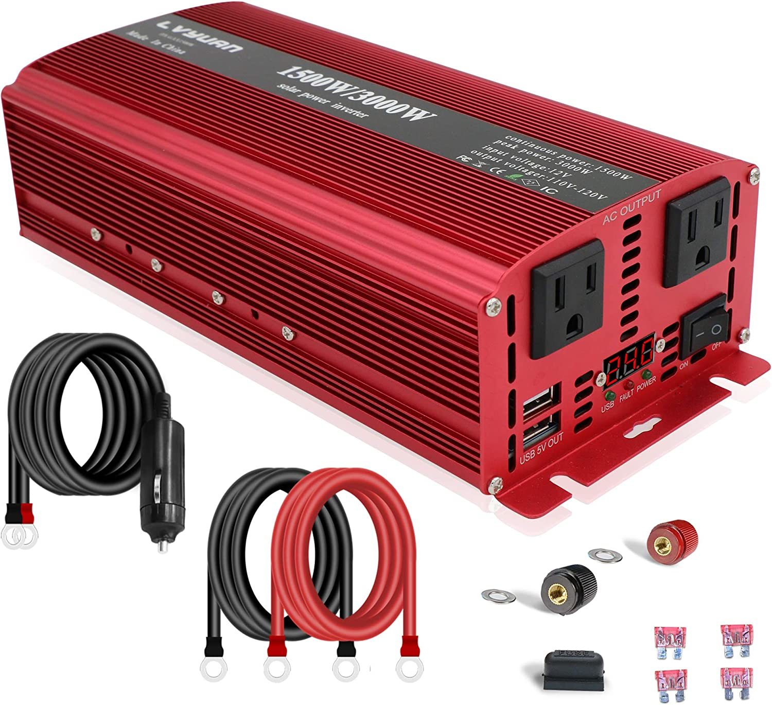 Primary image for Lvyuan 1500W/3000W Power Inverter Dual Ac Outlets And Dual Usb, Power Tools