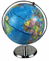 Retro Look World Globe With Polished Metal Base 11” Desktop Globe - £16.51 GBP